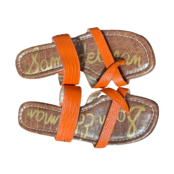 Sam Edelman Bernice Sandals in Orange Leather, Size 6.5 - Picture 2 of 5